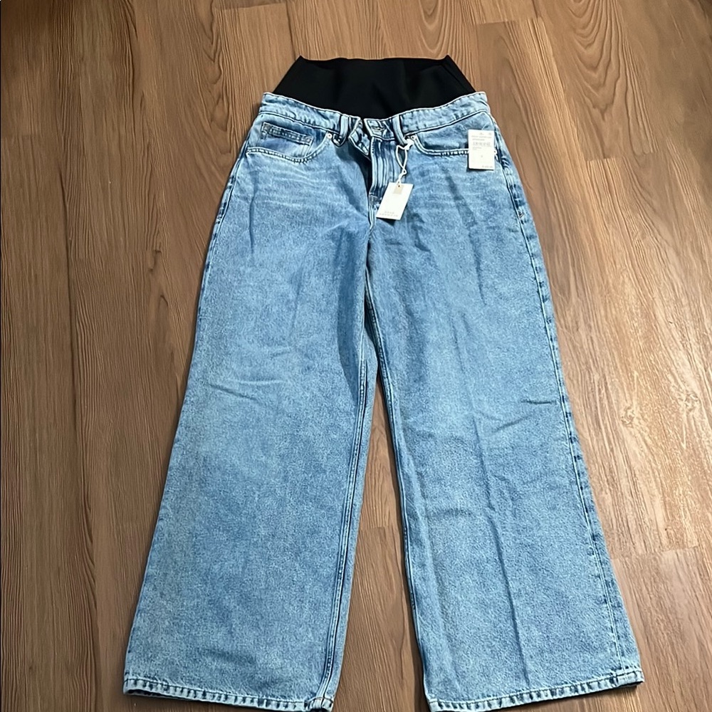 Good American Blue Flare Wide Leg Denim